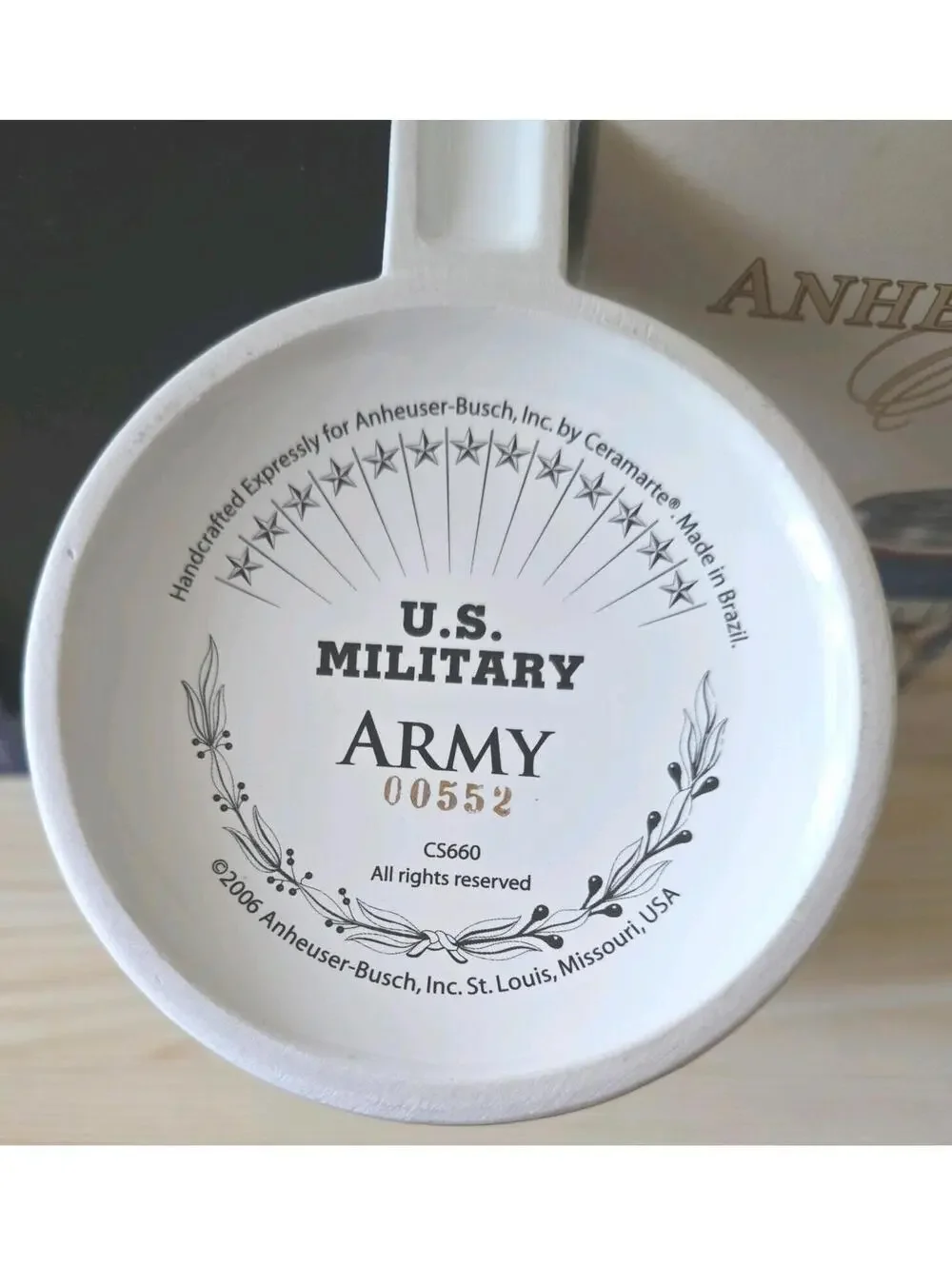 Anheuser Busch Collection Military Series Army Stein With Certificate 2006-00552